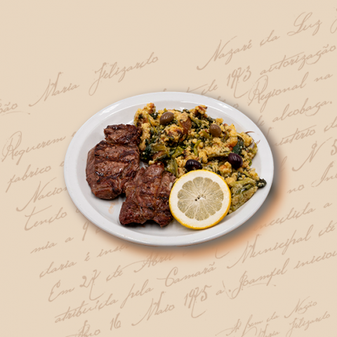 Prego do Lombo com Migas